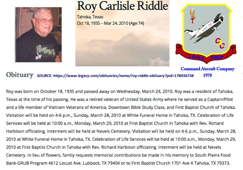 Obituary for Roy Carlisle Riddle, 2010