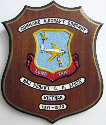 Plaque given to Major Robert C. McKinzie, 1971-72